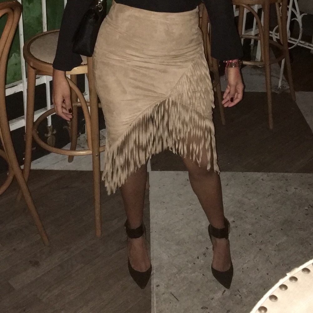 Suede pencil skirt